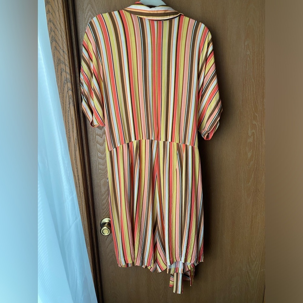 Eloquii 22 Orange and Yellow Faux Wrap Romper - Picture 5 of 16